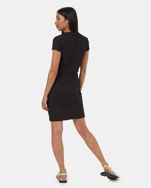 Black-Knee-Length-Slim-Quick-dry-T-Shirt-Dress