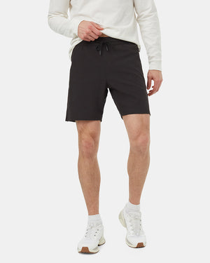 Black-Mid-Rise-Pull-On-Zip-Pocket-Shorts