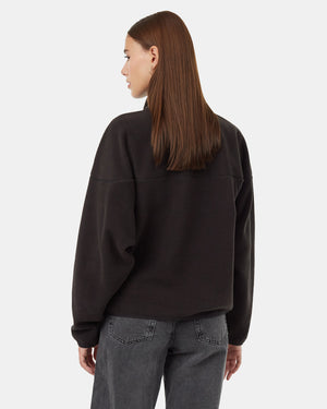 Black-Recycled-Polyester-High-Snap-Neck-Half-Zip-Sweater