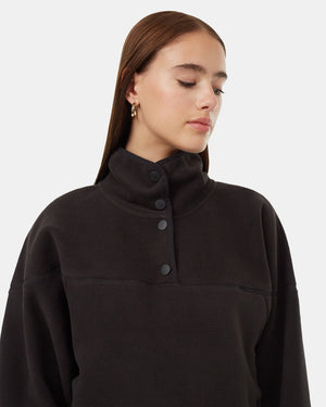 Black-Recycled-Polyester-High-Snap-Neck-Half-Zip-Sweater