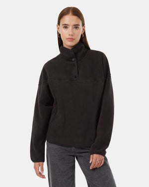 Black-Recycled-Polyester-High-Snap-Neck-Half-Zip-Sweater