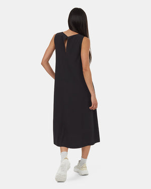 Black-Relaxed-A-line-Sleeveless-Midi-Dress