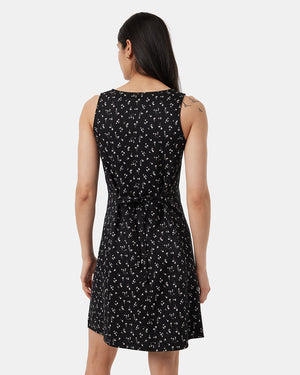 Black-V-Neck-Buttoned-Knee-Length-Tank-Dress