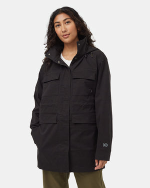 Black-Water-Repellent-Mock-Collar-Zip-Up-Jacket