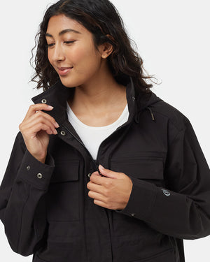 Black-Water-Repellent-Mock-Collar-Zip-Up-Jacket