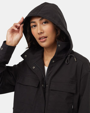 Black-Water-Repellent-Mock-Collar-Zip-Up-Jacket