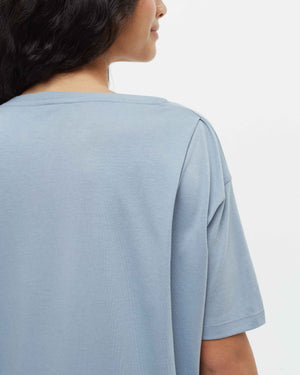 Blue-Crew-Neck-Flowy-Oversized-Shortsleeve-T-Shirt