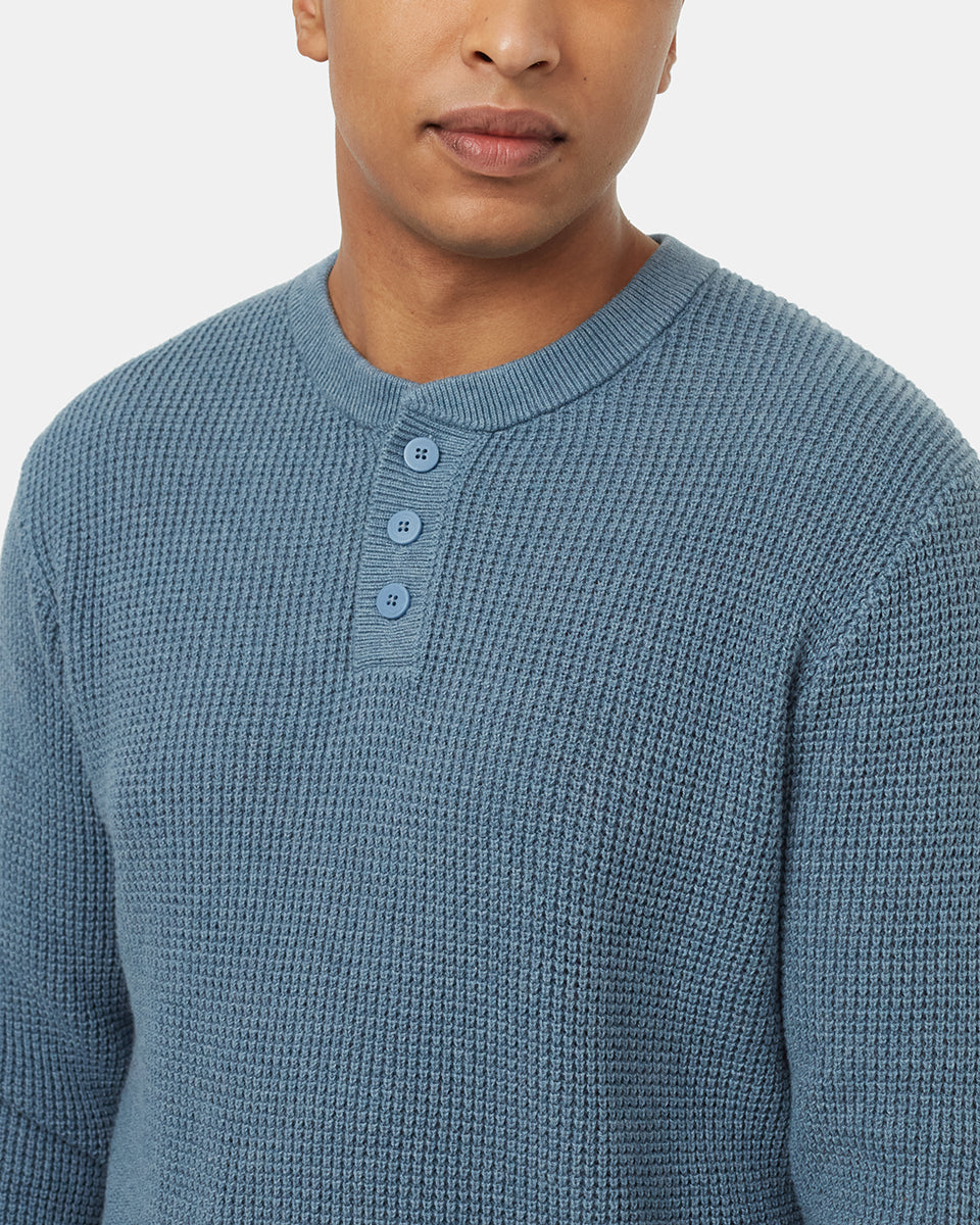 Cotton henley sweater deals