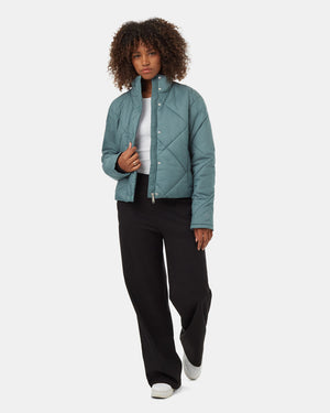 Blue-Water-Repellent-Quilted-Mock-Neck-Puffer-Jacket