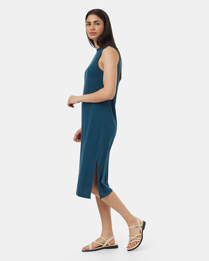 Blue-Womens-Mid-Length-Slit-Dress