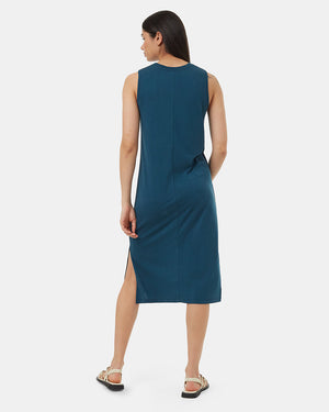 Blue-Womens-Mid-Length-Slit-Dress