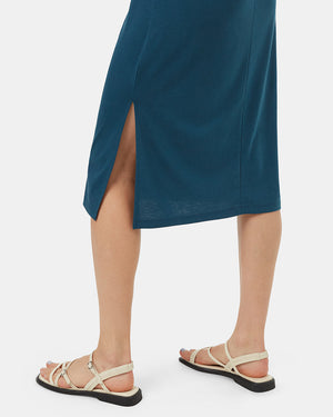 Blue-Womens-Mid-Length-Slit-Dress