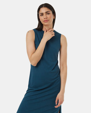 Blue-Womens-Mid-Length-Slit-Dress