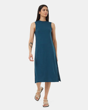 Blue-Womens-Mid-Length-Slit-Dress