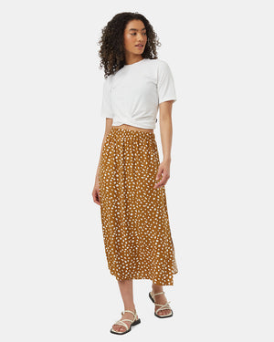 Brown-High-Rise-Midi-Length-Crepe-Slitted-Skirt