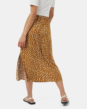 Brown-High-Rise-Midi-Length-Crepe-Slitted-Skirt