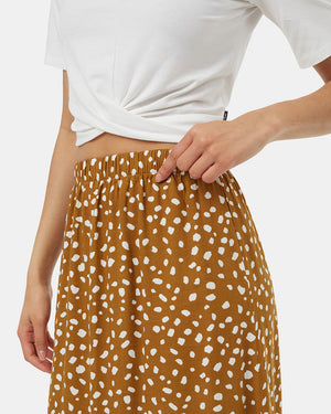 Brown-High-Rise-Midi-Length-Crepe-Slitted-Skirt