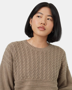 Brown-Organic-Cotton-Cable-Sweater