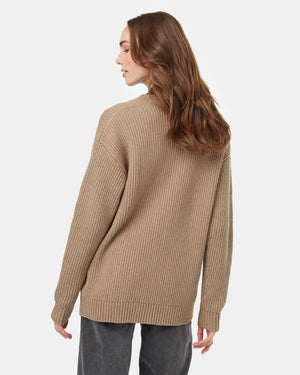 Brown-Womens-Oversized-Long-Wool-Cardigan