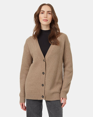 Brown-Womens-Oversized-Long-Wool-Cardigan