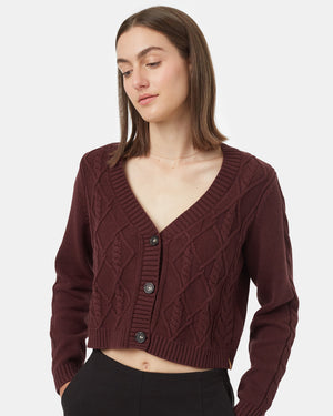 Burgundy-Organic-Cotton-V-Neck-Cropped-Cardigan