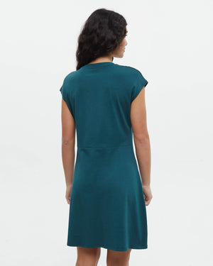 Green-Knee-Length-Crew-Neck-Dress