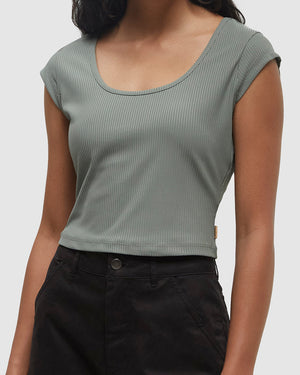 Green-Quick-dry-Slim-Fit-Crop-T-Shirt