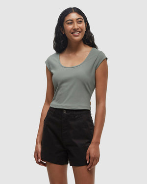 Green-Quick-dry-Slim-Fit-Crop-T-Shirt