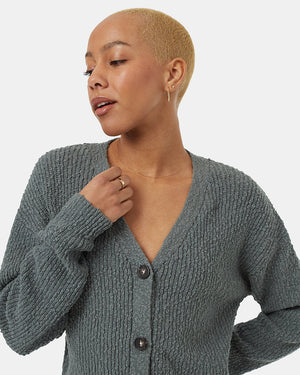 Green-Relaxed-Drop-Shoulder-Cardigan-Sweater