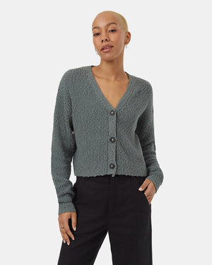 Green-Relaxed-Drop-Shoulder-Cardigan-Sweater