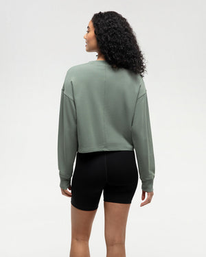 Green-Ribbed-Crew-Neck-Twisted-Front-Sweatshirt