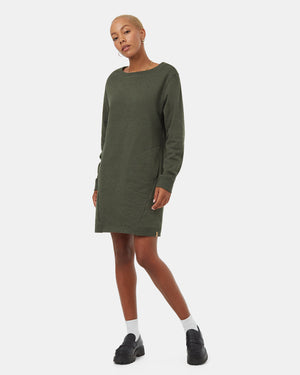 Green-Womens-Crew-Neck-Sweater-Dress