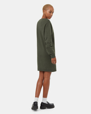 Green-Womens-Crew-Neck-Sweater-Dress