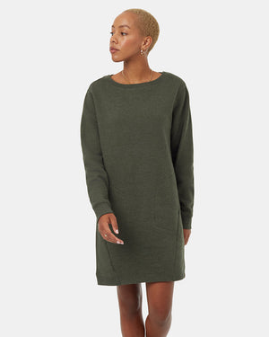 Green-Womens-Crew-Neck-Sweater-Dress