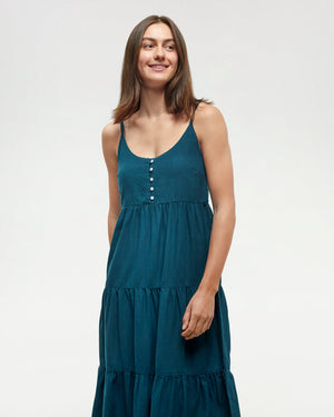 Green-Womens-Hemp-Tiered-Cami-Dress