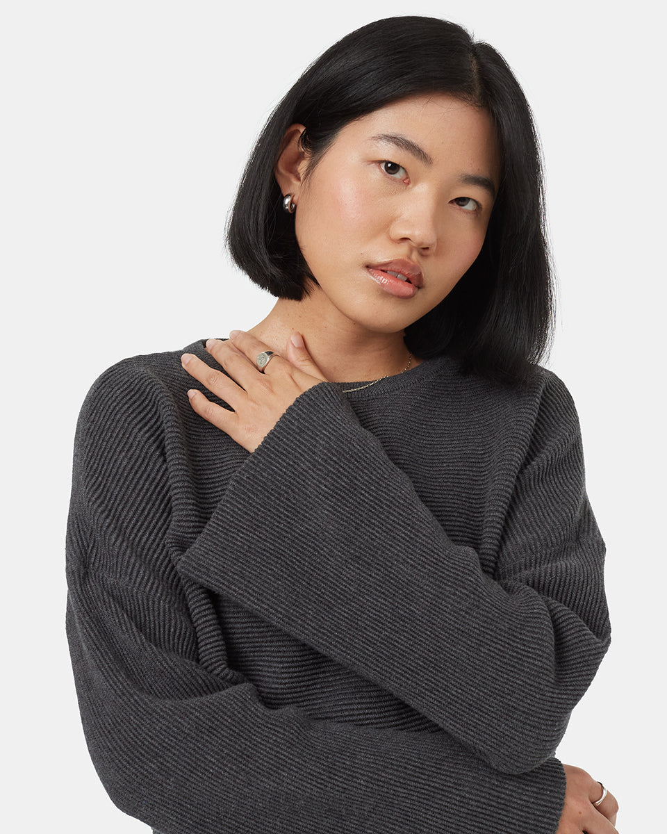 Gray bell sleeve sweater best sale