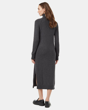 Grey-Organic-Cotton-Turtleneck-Maxi-Dress