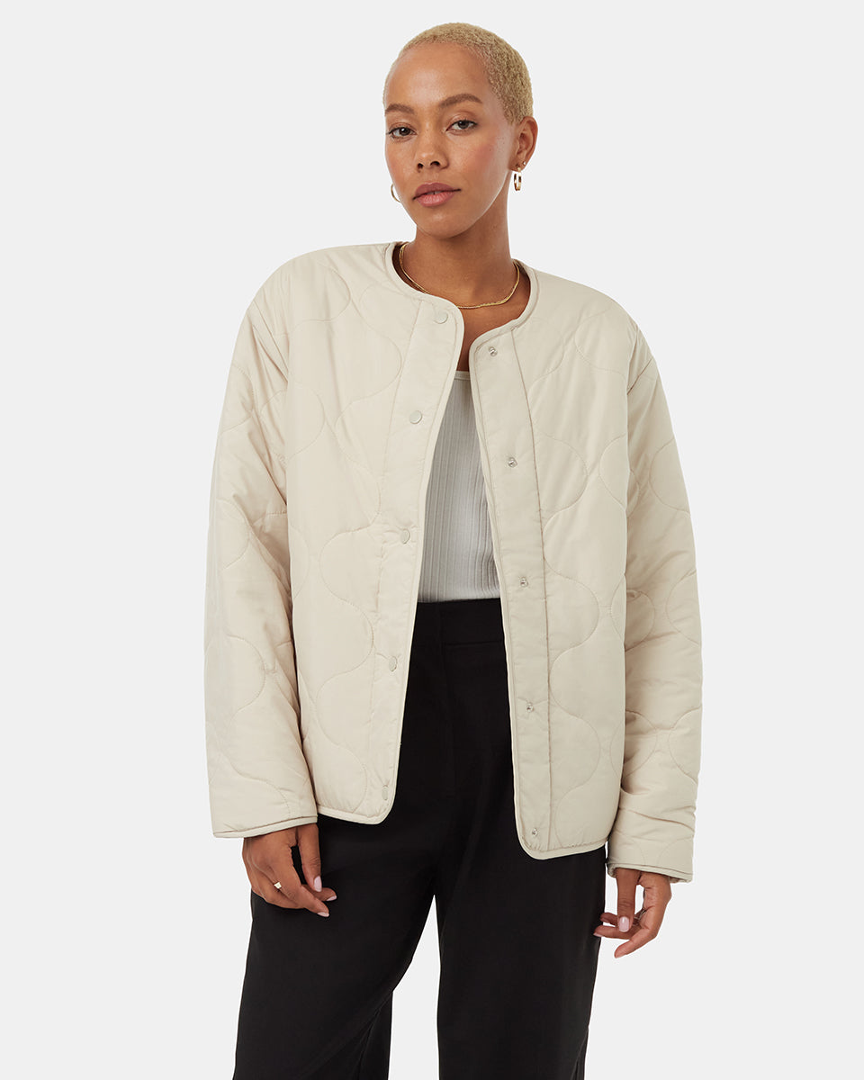 Quilted Cotton Minimal Cream Reversible Shacket store M/L