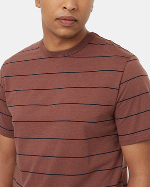 Red-Crew-Neck-Shortsleeve-Striped-T-Shirt