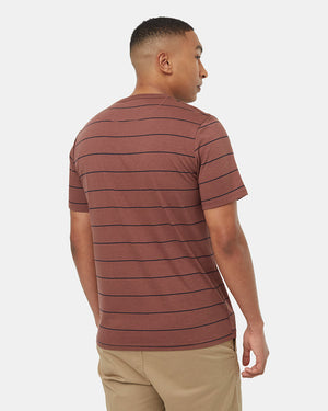 Red-Crew-Neck-Shortsleeve-Striped-T-Shirt