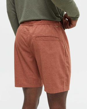 Red-Mens-Casual-Hemp-Shorts