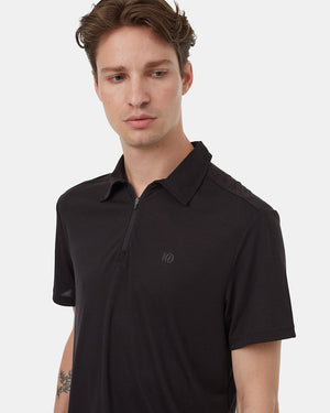 Black-Recycled-Polyester-Short-Sleeve-Polo-T-Shirt