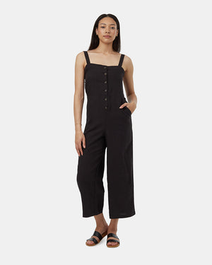 Black-Womens-TreeLinen-Botton-Down-Jumpsuit