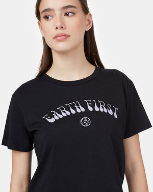 Black Earth Day Cropped T-Shirt