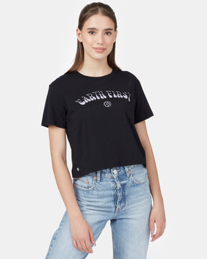 Black Earth Day Cropped T-Shirt