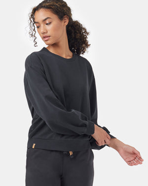 Black Women's Balloon Sleeve Pullover