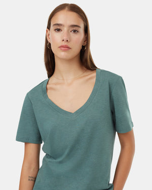 Blue-V-Neck-Short-Sleeve-T-Shirt