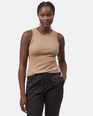 Brown-Womens-Eco-Friendly-High-Neck-Tank-Top