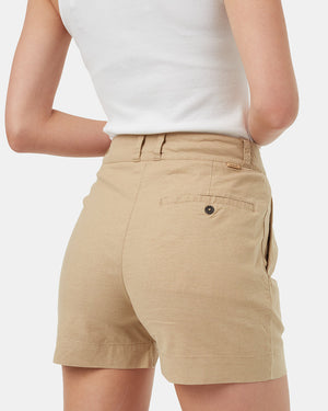 Brown-Womens-Hemp-Pleated-High-Waisted-Shorts