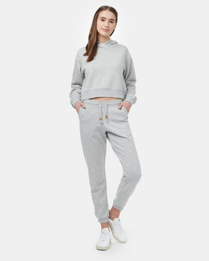 Gray Organic Fleece Cropped Pullover